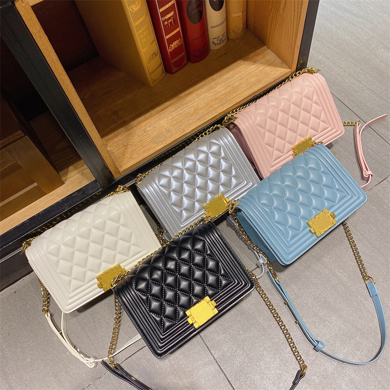 

Fashion Designer Shoulder Bag for Women Cover handbag purse Geometric Handbags Plaid Chain Crossbody BAGS Diamond C1117-2, Black