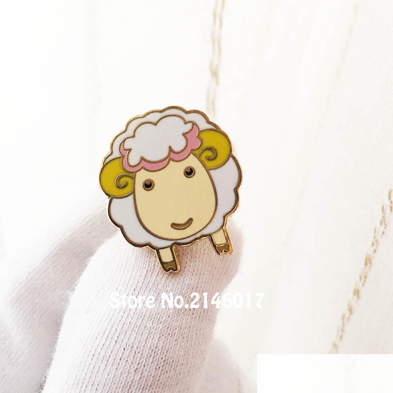 

Pins Brooches 10Pcs Ram Lovely Animal Goat Brooch Factory Custom Made Cute Alpaca Lapel Pin Badge Hard Enamel Sheep Pins Metal Craf Dhwp3