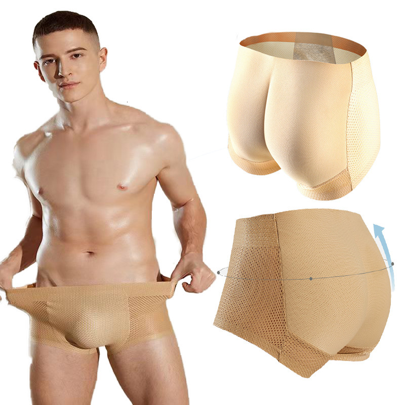 

Waist Tummy Shaper Men Butt Lifter Padded Enhancer Control Panties Invisible Seamless Underwear 221208, Khaki
