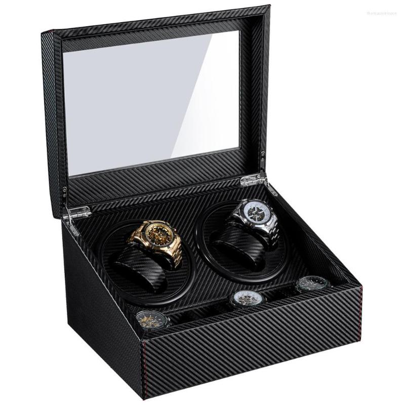 

Watch Boxes 4 6 Black Automatic MECHANICAL Winder Box PU Leather Winding Motor Shaker Uhrenbeweger Self-winding Rotator Casket