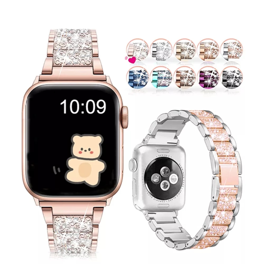 

Luxury Diamond strap for Apple watch Ultra 49mm band 41mm 45mm 40mm 38mm iwatch Series 8 7 6 se 5 4 3 42mm 44mm stainless steel bracelet