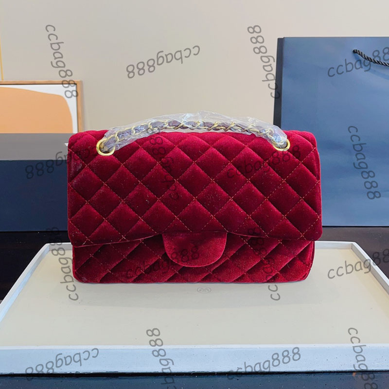 

CC Bags Luxury Brand Cross Body 22F/W Womens Cross Body Velvet Bags Classic Double Flap Purse Gold Metal Chain Crossbody Shoulder Purse Poch, Box