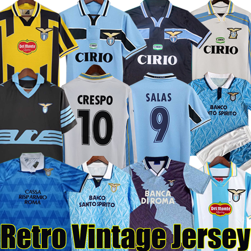 

Lazio NEDVED CRESPO Retro soccer jerseys 1989 90 91 92 95 98 99 2000 01 15 16 SIMEONE SALAS GASCOIGNE Long sleeve Classic Vintage football shirt VERON NESTA Men Kids Kit, Laqiao 1999-00 home
