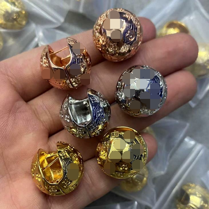 

New designed women Silver Dangle ball Earring V Letter with signet Brass 18K Gold plating ladies Earrings studs Designer Jewelry LE-10w