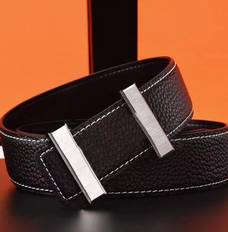

Classic Luxury Mens designer belts Cowhide Copper Buckle Versatile H Letter Men Commerce Belt Leisure Fashion Genuine Leather Belt Accessories Deluxe Gift Box, Belt + gift box