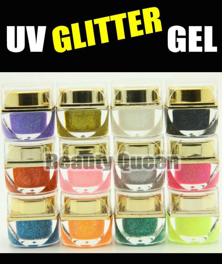 

12setslot 12 color 8ml Mix GLITTER Colors UV Builder Gel kit set for Nail Art Salon 7824461, 12colors
