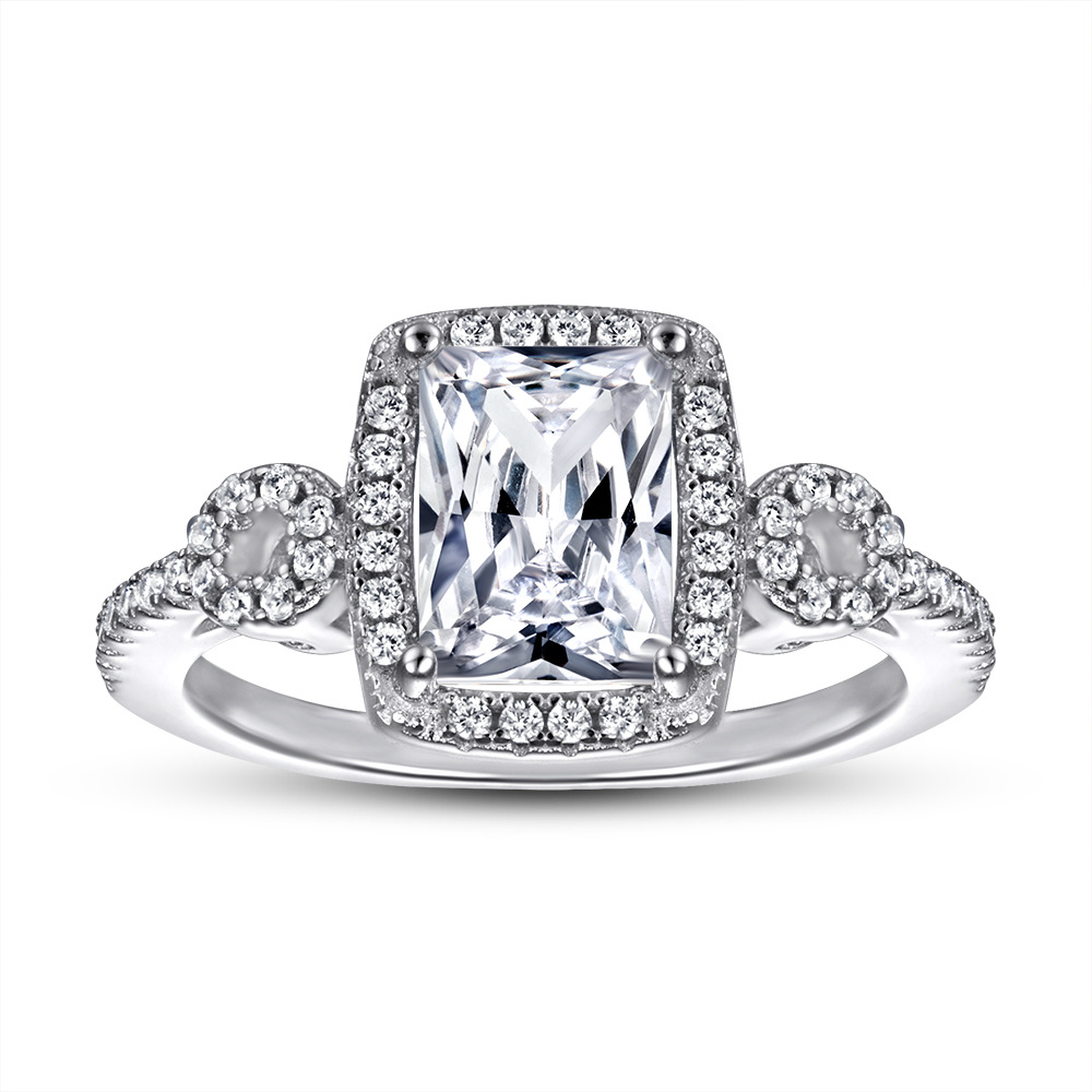 

Wedding Accessories Pure Silver Engagement Rings Fadeless Single Square Diamond Birdal Ring Proposal Ring No Fading Ladies Jewelry TL-072