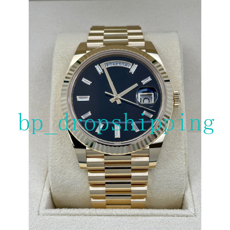 

2023New Mens Watch Eta 2813 Movement Quality Watches 41mm Diamond Dial 18k Yellow Gold Mechanical Automatic President Mens Wristwatches, Add box