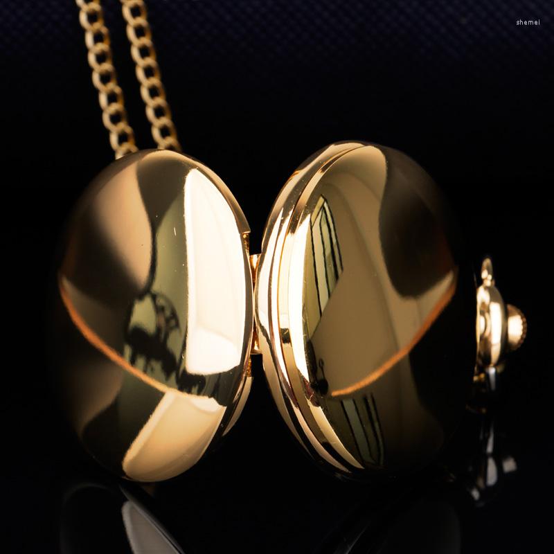 

Pocket Watches Retro Black Fashion Golden Silver Smooth Steampunk Quartz Watch Stainless Steel Pendant Chain Gift Box For Men Women