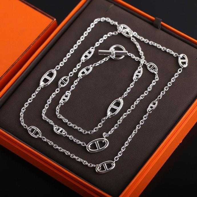 

harmas jewelry necklaces designer Pig Nose Necklace Long Sweater Chain 925 Silver Multi layered Coin Bag Shoulder
