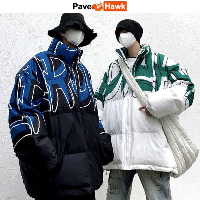 

Men s Down Parkas Winter Puffer Jacket Parka Men Warm Plus Size Thicken Padded Coat Casual Streetwear Graffiti Letter Windproof Outwear 221208, White