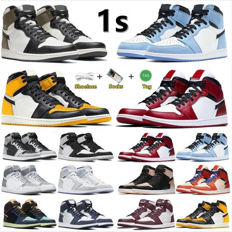 

Basketball Shoes Women Men Jumpman 1 1s University Blue Hyper Royal Python Shadow 2.0 Obsidian Dark Mocha Chicago Sports Trainers Sneakers Multi, Socks