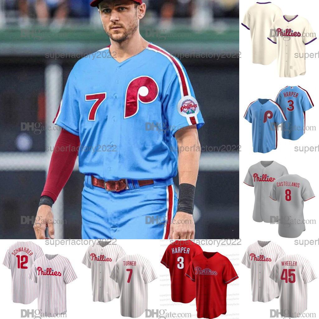 

7 Trea Turner Phillies Jersey Harper Kyle Schwarber Nick Castellanos Aaron Nola Zack Wheeler J.T. Realmuto Rhys Hoskins Bryson Stott Brandon Marsh, Men s-xxxl