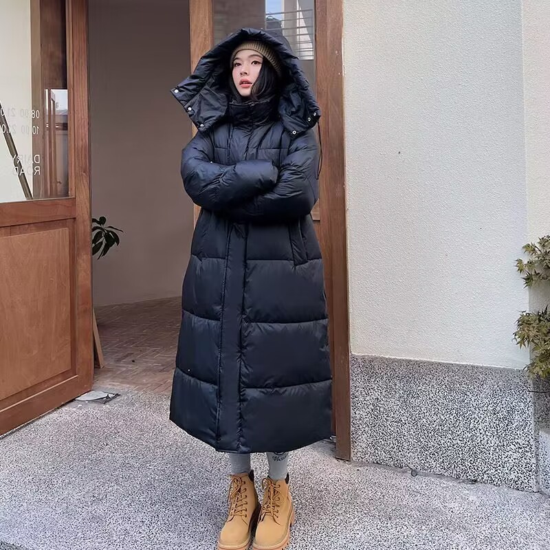 

Women's Down Parkas Super Long Jacket Over The Knee Outdoor Coat Women Winter Hooded Thick Female Loose Warm Zipper Fashion 221208, Pink