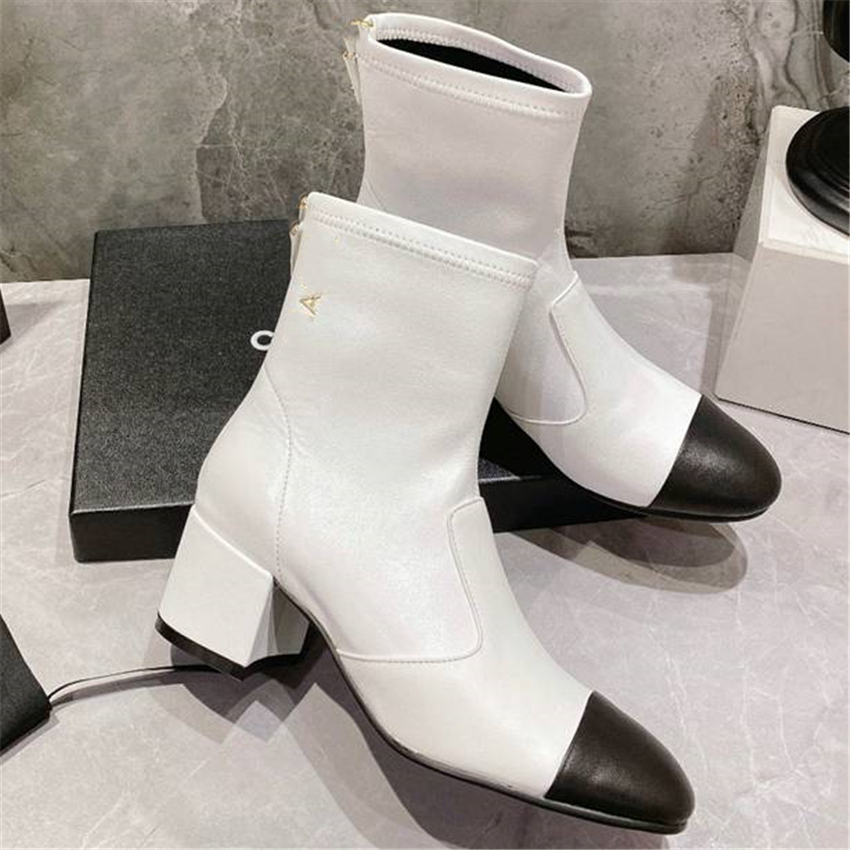 

Luxury Design Boots Fashion Channel Women Retro Decoration Winter Warm Snow Non slip High Heel Martin Knight Tassel Casual Socks Boots 08-018