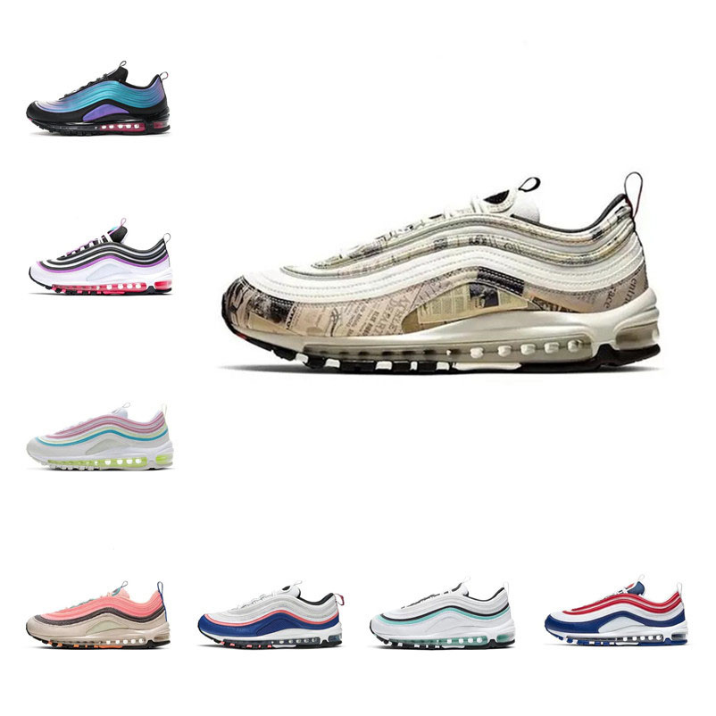 2022 Classic 97 chaussures Sean Wotherspoon 97s Hommes Chaussure De Course Triple Blanc Lait De Coco Noir Université Rouge Casual Mousses Coureur
