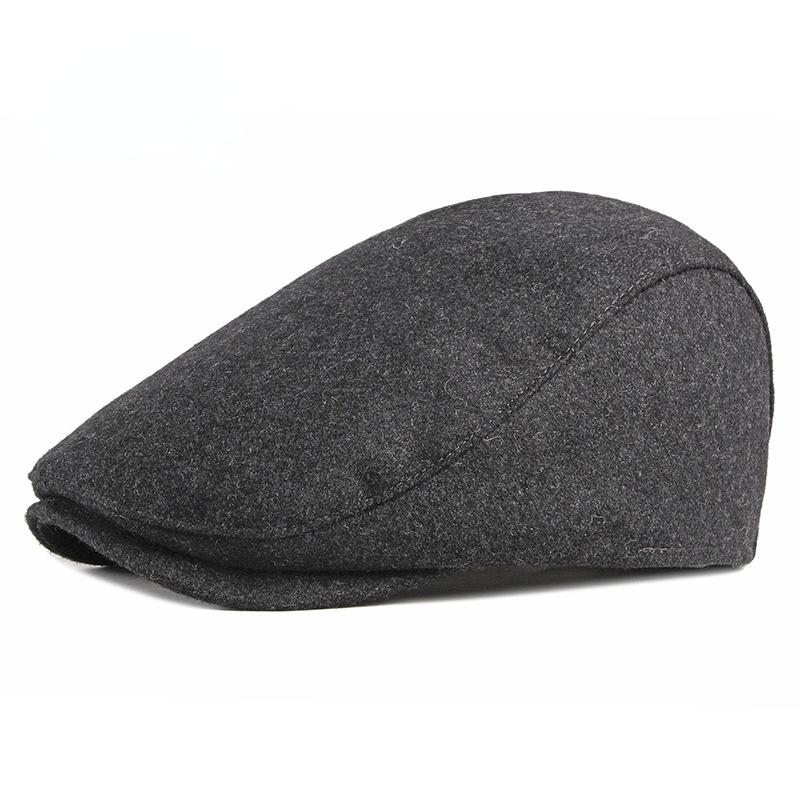 

Berets 2022 Autumn And Winter Solid Color Woolen Beret Male British Retro Simple Cap Female Forward Hat Trend, Black
