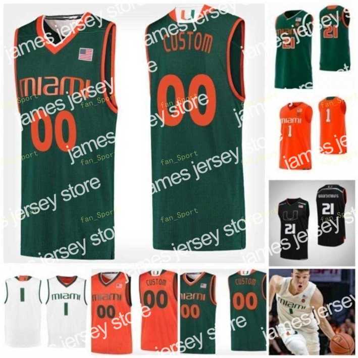 

College Basketball Wears Nik1 NCAA College Miami Hurricanes Basketball Jersey 14 Rodney Miller Jr 15 Willie Herenton 21 Sam Waardenburg 22 Deng Gak Custom Stitched, As