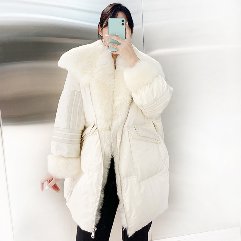 

Women s Down Parkas Autumn Winter goose down suit silkworm sheep spliced wool collar ladies fashion warm leisure street hipster 221208, Beige