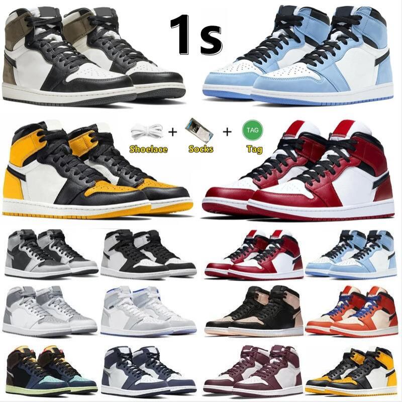 

Basketball Shoes Women Men Jumpman 1 1s University Blue Hyper Royal Python Shadow 2.0 Obsidian Dark Mocha Chicago Sports Trainers Sneakers Ivory, Socks