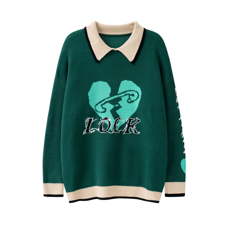 

Pattern Pullover Sweaters Patchwork Winter Clothes Hip Hop Men's Knitted Sweater