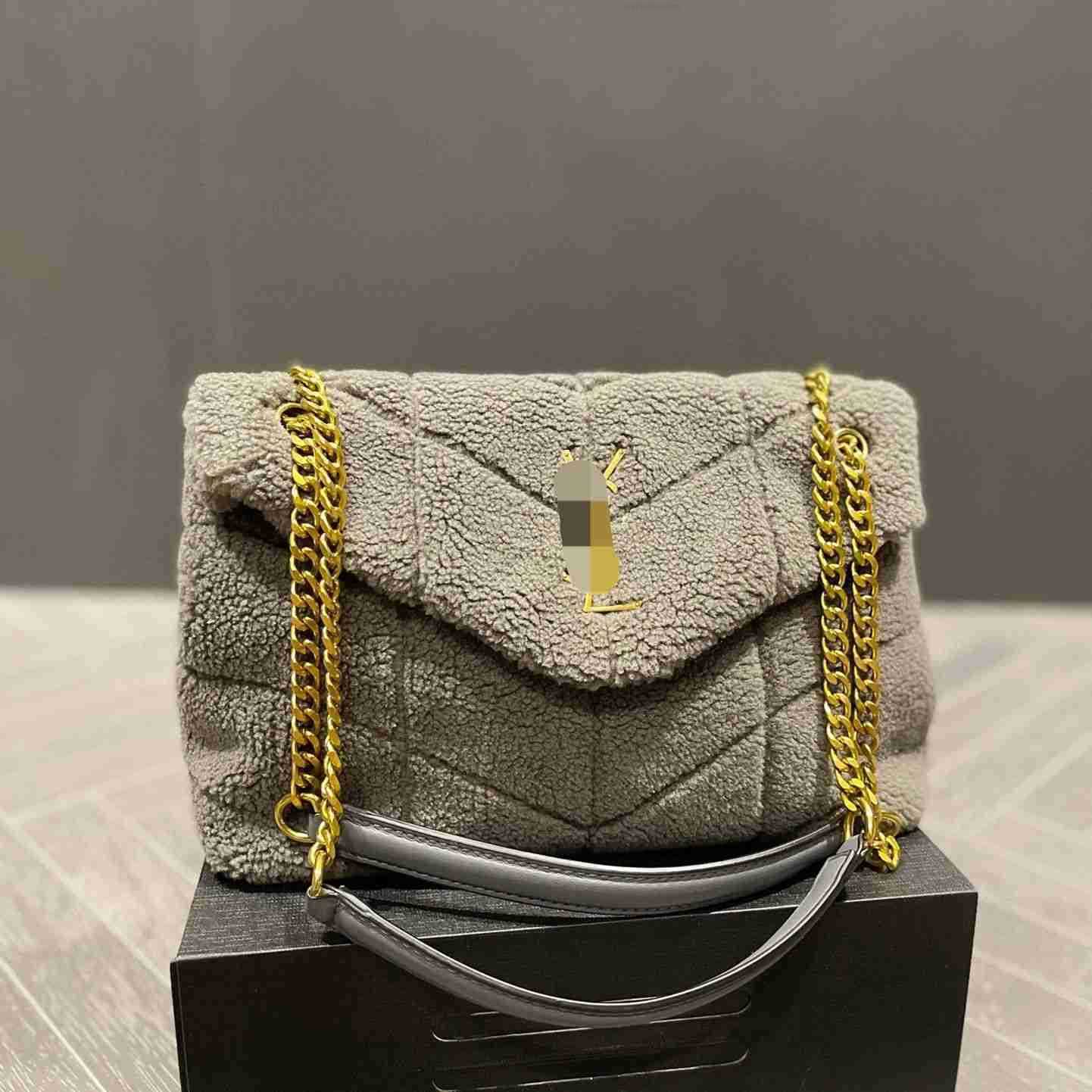 

Bag 2022 Wool Shoulder Lamb Niki Chain Puffer New Siant Hair Cloud Lourant Cashmere Designer Cool and Sasa High Beauty Postman A4Z9, Black