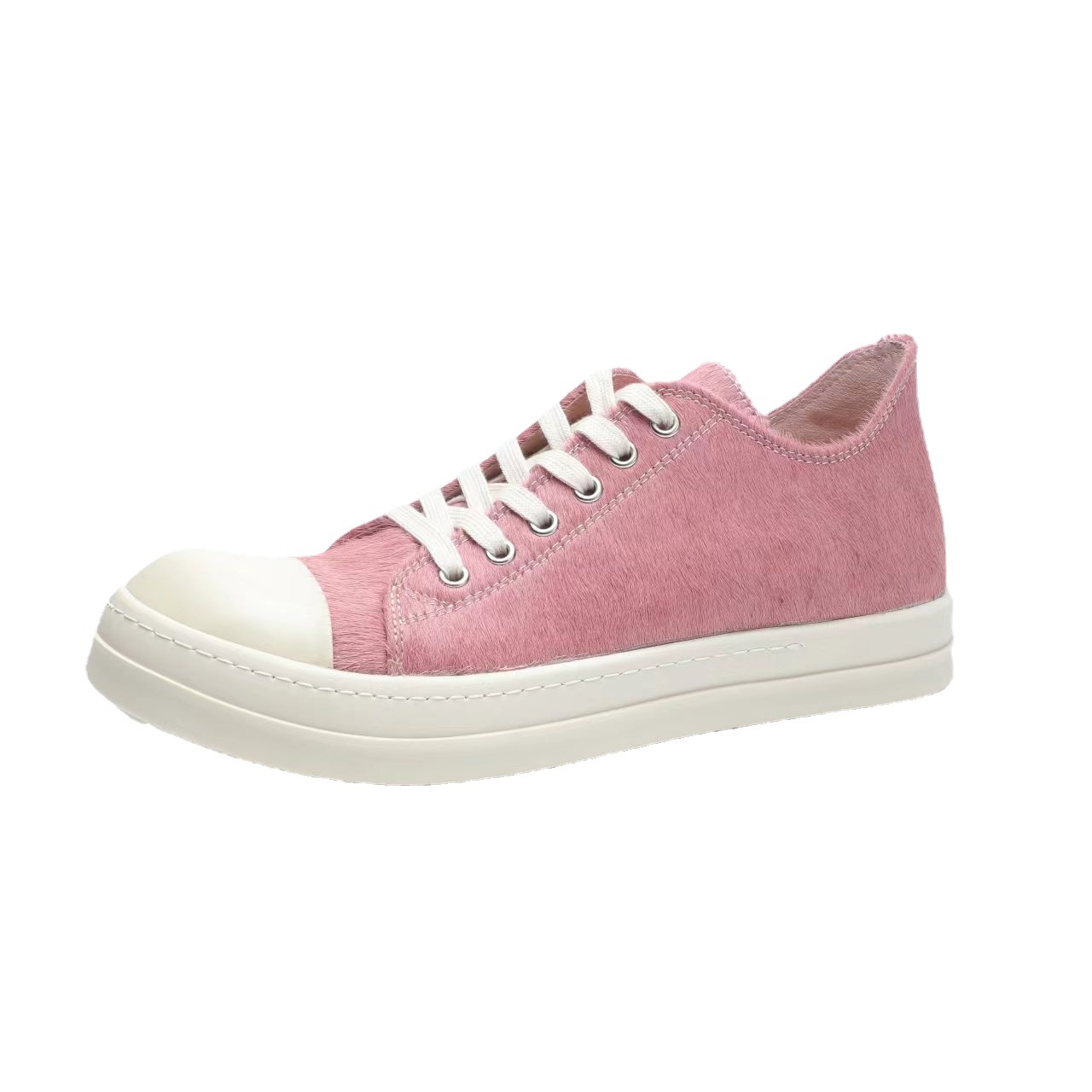 

Rick Men's Casual Shoes Natural Leather Horsehair Winter Low-Top RO Owens Women's Shoes, Pink