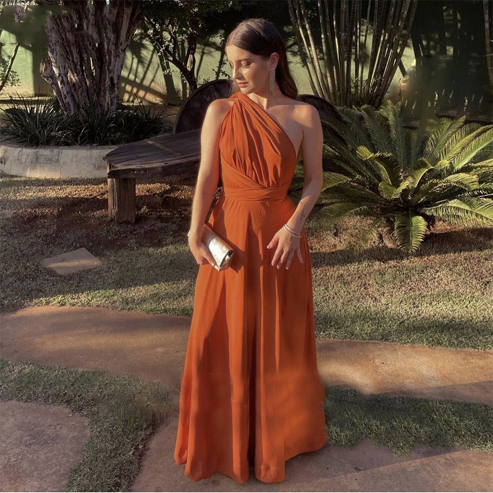 

Burnt Orange One Shoulder Chiffon Evening Party Dresses Simple A Line Prom Gowns Long Floor Length vestidos de noche 2023, Royal blue