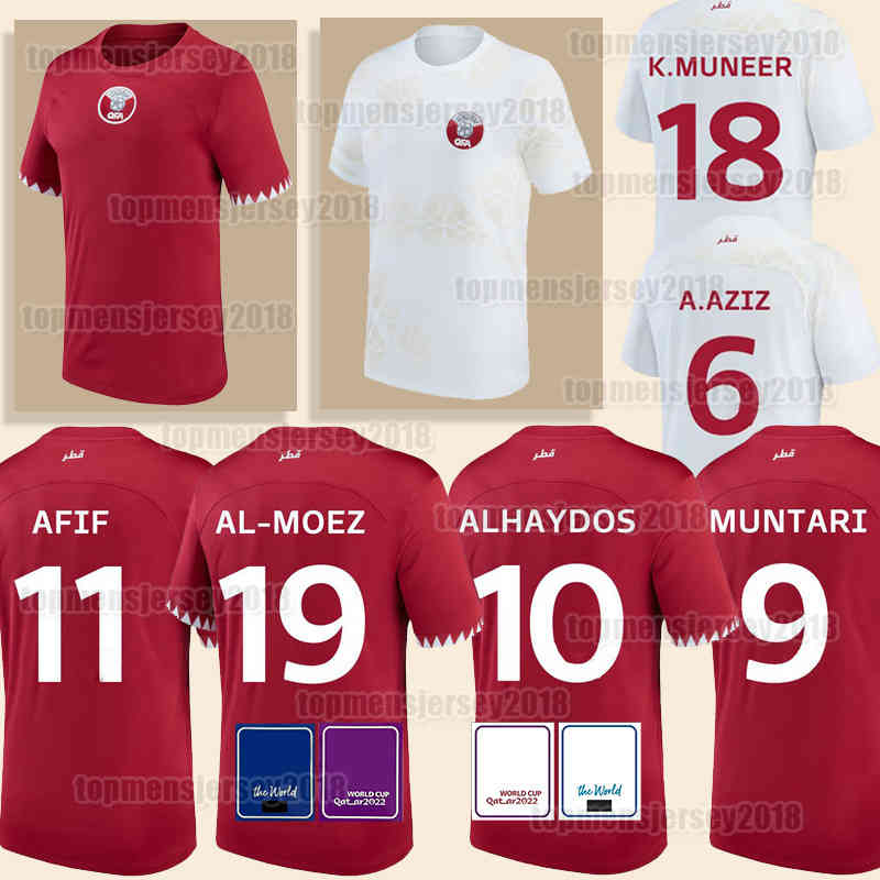

2022 2023 Qatar Soccer Jerseys ALHAYDOS AFIF ALI HATEM AL-MOEZ HAYDOS BOUDIAF AHMED HASSAN MUNTARI SALMAN KHOUKHI ISMAEEL K.MUNEER ASAD ALMOEZ 22 23 football shirt men, Men (ka ta er)+patch