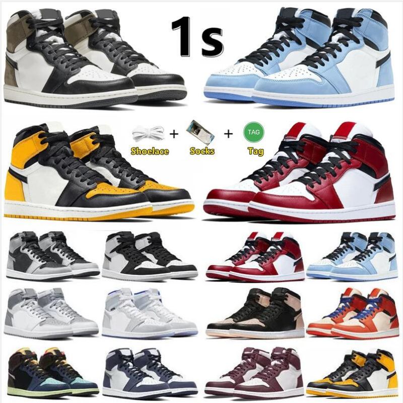 

Basketball Shoes Women Men Jumpman 1 1s University Blue Hyper Royal Python Shadow 2.0 Obsidian Dark Mocha Chicago Sports Trainers Sneakers Split, Socks