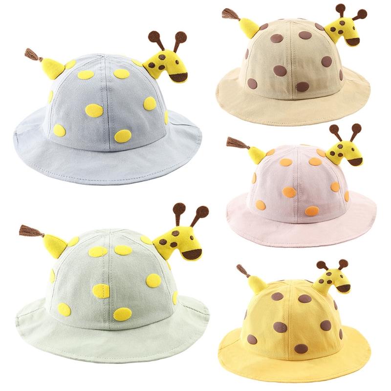

Berets Toddler Baby Beach Bucket Hat Cartoon Giraffe Sunscreen Foldable Fisherman, Pink