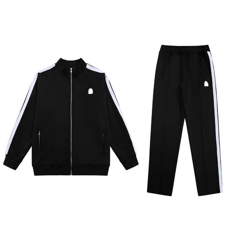 

palm designer tracksuit mens zipper jacket casual trousers womens suits couple two-piece oversize sports suit, Black-usa size