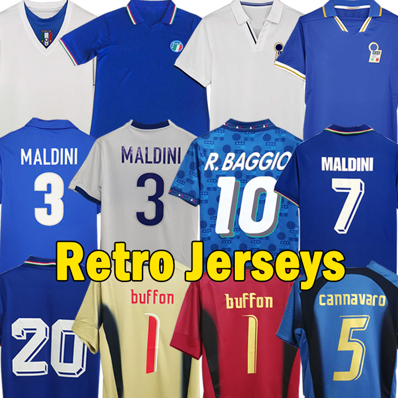 

1982 86 ItalyS Retro soccer Jerseys 1990 94 96 98 DE ROSSI DEL PIERO GATTUSO TOTTI 2000 PIRLO R. BAGGIO 2006 MALDINI BUFFON Italia Football Shirts