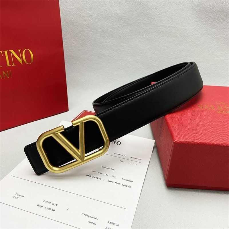 

designer V Belts Valentis Valentino belt for men and women V buckle leather belt classic fashion versatile trousers belt business casual 3.8, Black
