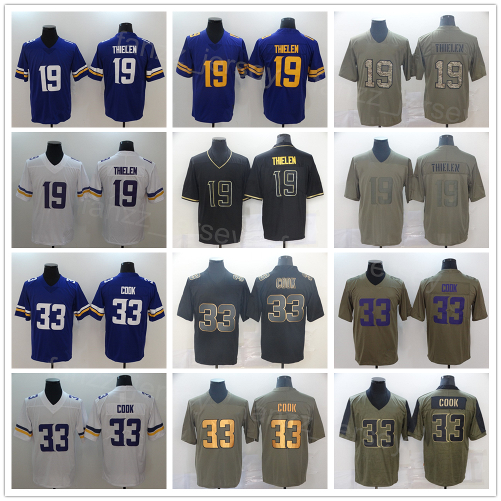

Men Football 19 Adam Thielen Jerseys 33 Dalvin Cook Olive Salute To Service Camo For Sport Fans Vapor Color Rush Embroidery And Sewing Breathable Purple White Black