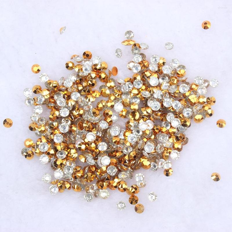 

Nail Art Decorations Gold Resin Rhinestones 4mm 5mm 500g Round FlatBack Non Fix Glue On Gems Beads Wedding Dress Chain