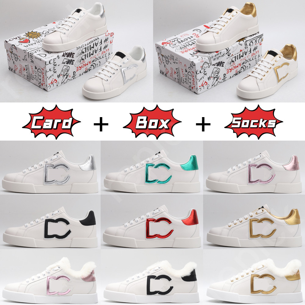 

Designer Luxury Casual Shoes White Leather Calfskin Nappa Portofino Sneakers Brands Comfort Outdoor Trainers Men's Women Casual Walking EU38-46.BOX, As shown here