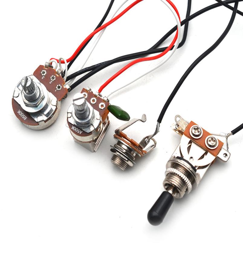 

Guitar Switch Wiring Harness Prewired Volumes and Tones knob2500K Full Size Big Pots 3Way Toggle Switch for Electric Guitar4560142