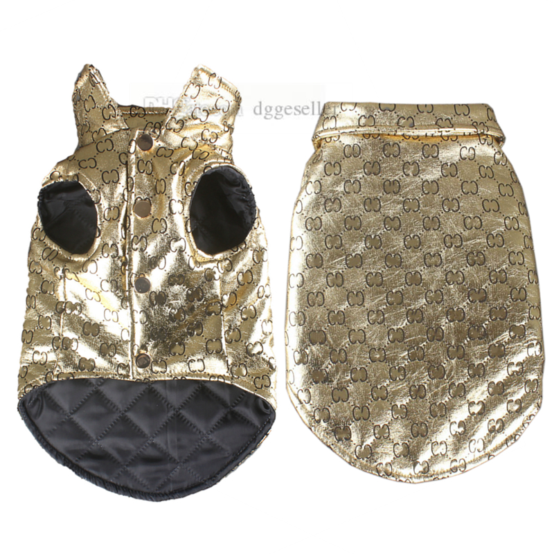 

Designer Dog Clothes Classic Lettering Pattern Dog Apparel Pets Winter Coats Puppy Jacket Cold Weather Windproof Warm Pet Vests Coat for Small Dogs Gold S A463