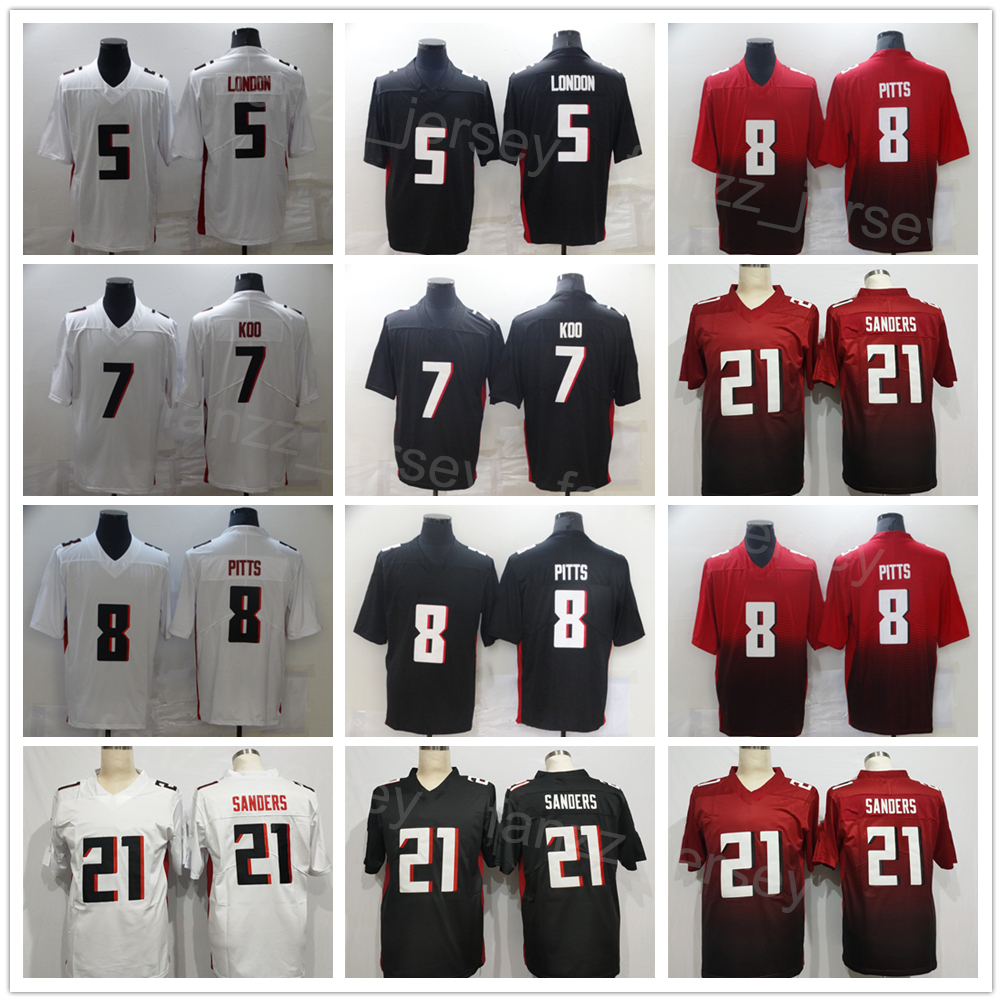

Men Football 7 Younghoe Koo Jerseys 5 Drake London 8 Kyle Pitts 21 Deion Sanders Team Black Red White Color For Sport Fans Vapor Color Rush All Stitched Breathable