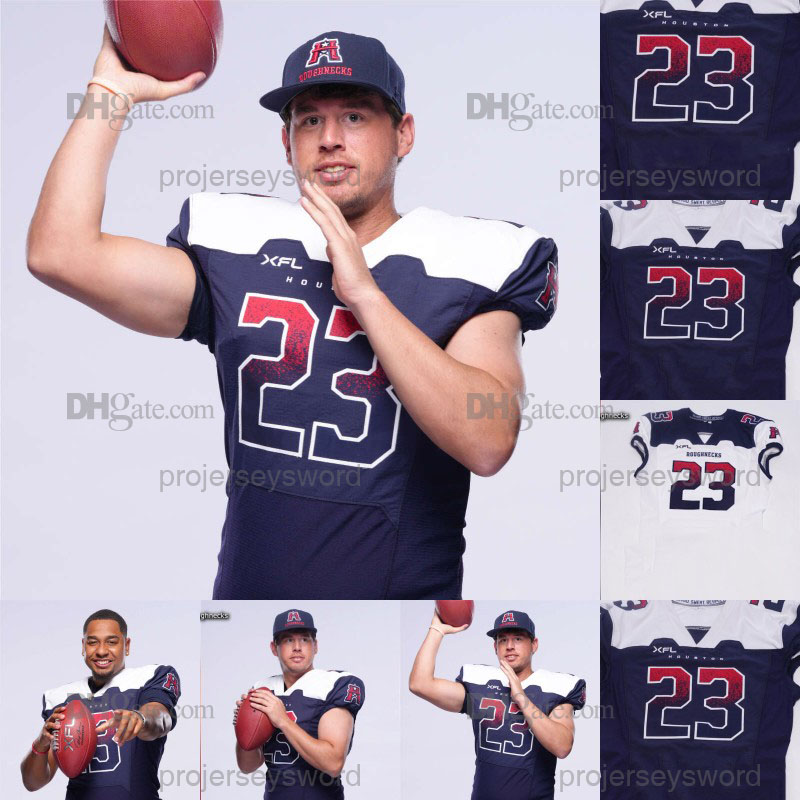 

Houston Roughnecks Jersey Kaleb Eleby Cole McDonald Brandon Silvers Brycen Alleyne Max Borghi Nick Holley Dejoun Lee Cedric Byrd Justin Smith XFL Football Jersey, Navy
