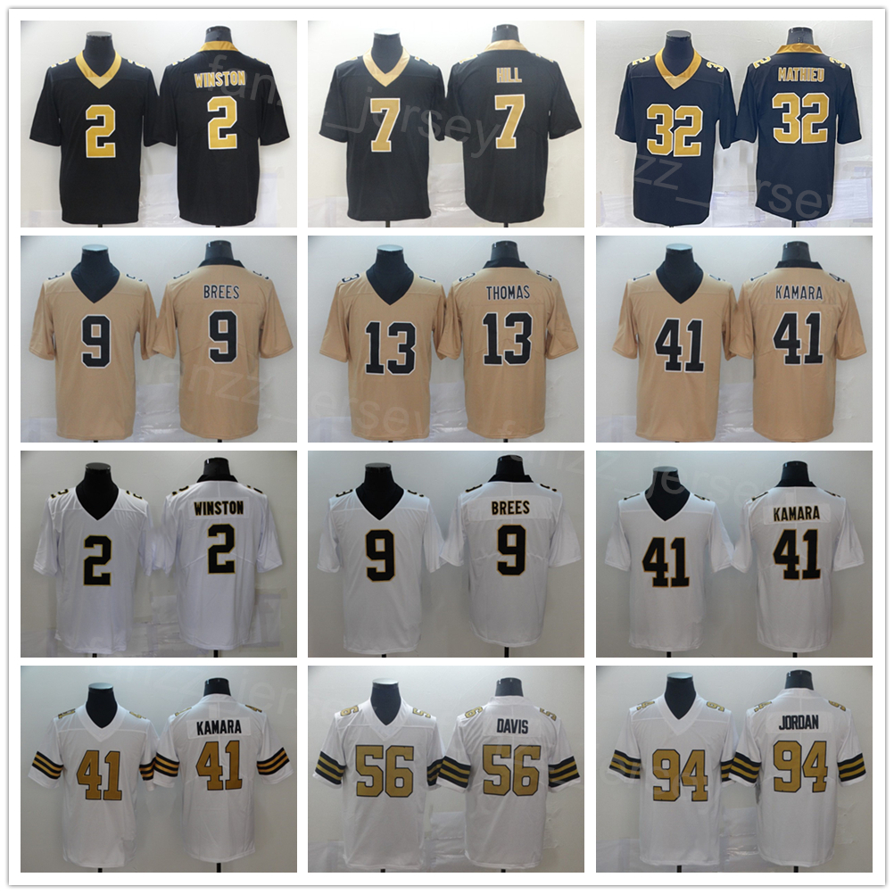 

Men Football 7 Taysom Hill Jerseys 13 Michael Thomas 32 Tyrann Mathieu 41 Alvin Kamara 56 Demario Davis 2 Jameis Winston 9 Drew Brees 94 Cameron Color Rush Stitched, White