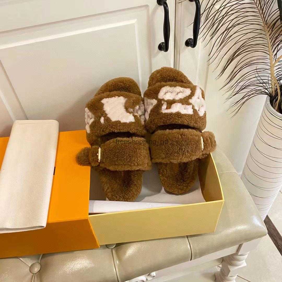 

Lvity PARIS Sandal 2023 Platform Plush Fur Furry Slippers Women Paseo Comfort Flat Mules wool shoes flat Wome, Lvt8031;with box