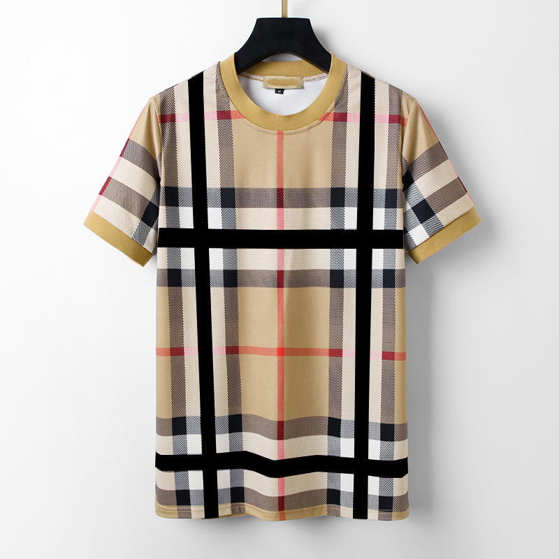 

Designer Men's Tee shirts classic plaid stripe Brand Embroidery Anti-wrinkle Breathable Lapel Business Fashion Casual Printed Short sleeve Extra Large 3xl