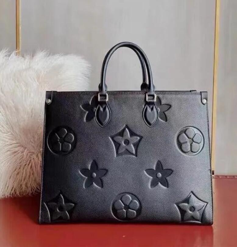

Luxurys Designer Onthego Embossed Black Flower Bag Women Bags Handbags Tote Shoulder Louiseity Handbag Viutonity Leather Diamond Evening Purse MM GM, Gm 42cm