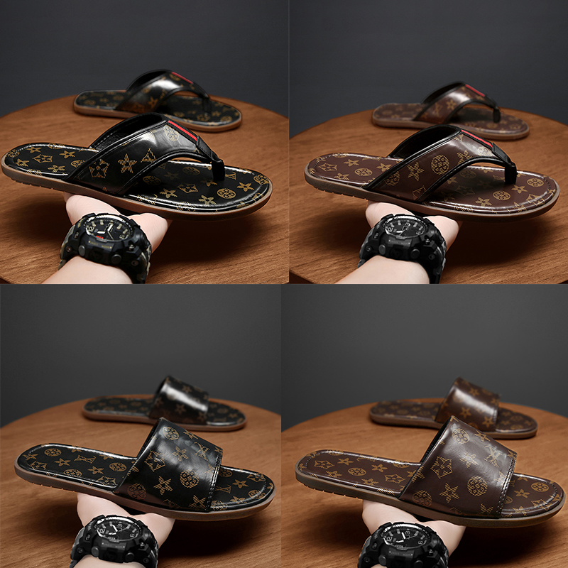 

Size 40-45 Men's Slippers Flip Flops High quality novelty print summer outdoor fashion soft bottom comfortable casual beach sandals, 0088 black