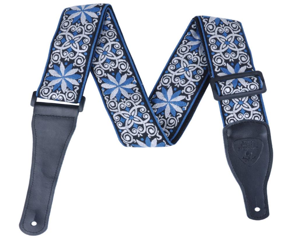 

Jacquard Nylon Bass Guitar Strap Double Layer 25MM With Leather Ends Blue5942142