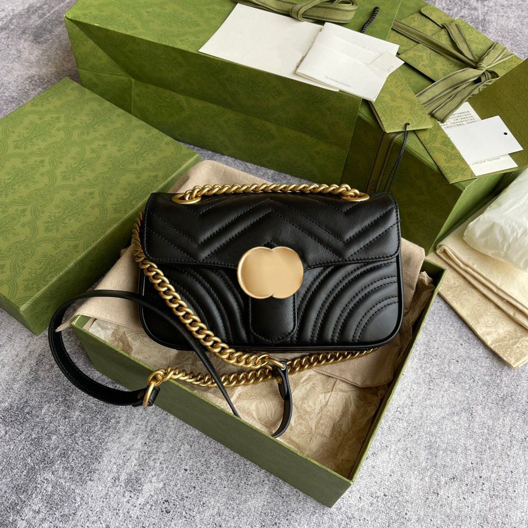 Marmont Petit Matelasse Sac À Bandoulière Femmes GG De Luxe Designer Sac À Main De Mode Cross Body Fourre-Tout En Cuir Coeur Or Chaîne Totes Mess