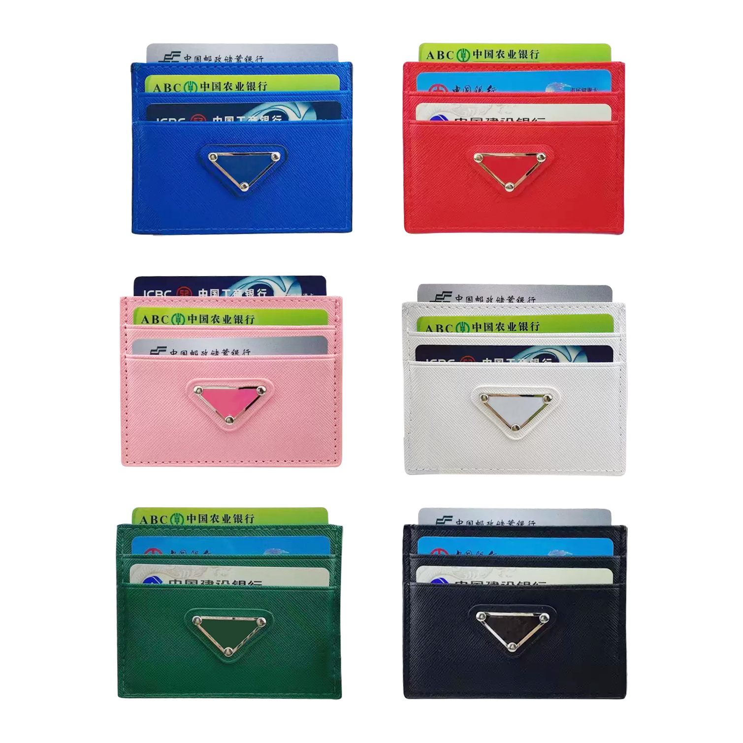 

fashion luxury Key wallets card holder Coin Purses Luxurys Designers Women's Men Clutch classic Genuine Leather Holders card slots wallet with box triangle logo Open, Blue