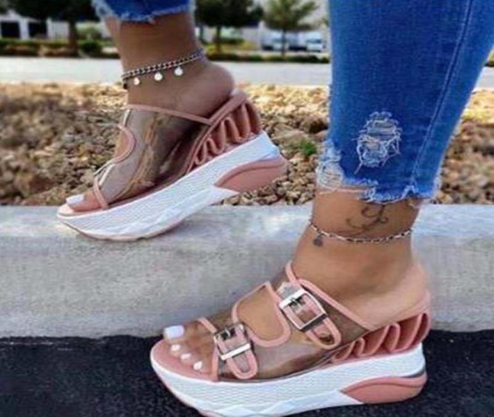 

Slippers Summer Sandals Women 2022 Womens Platform Wedges Shoes Clear Sandles Sandels For Female Sandalias8080043, Black